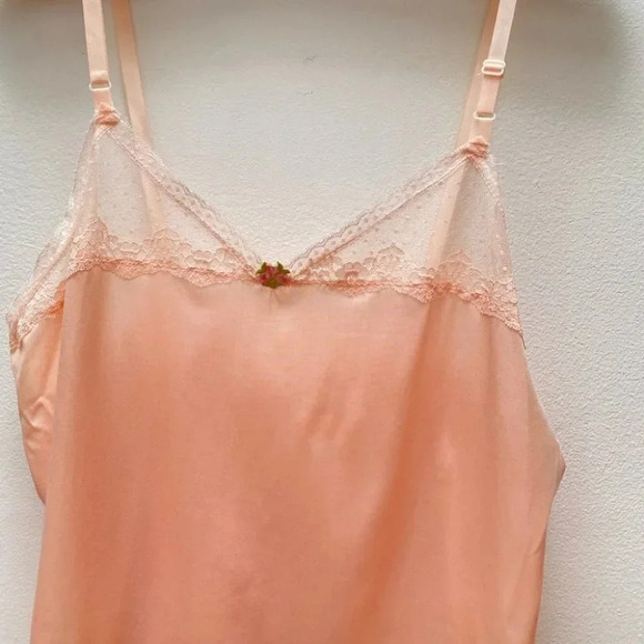 Vintage - NWT Pastel Peach Lace Trimmed Tank Top Fairycore Mermaidcore - Picture 7 of 10
